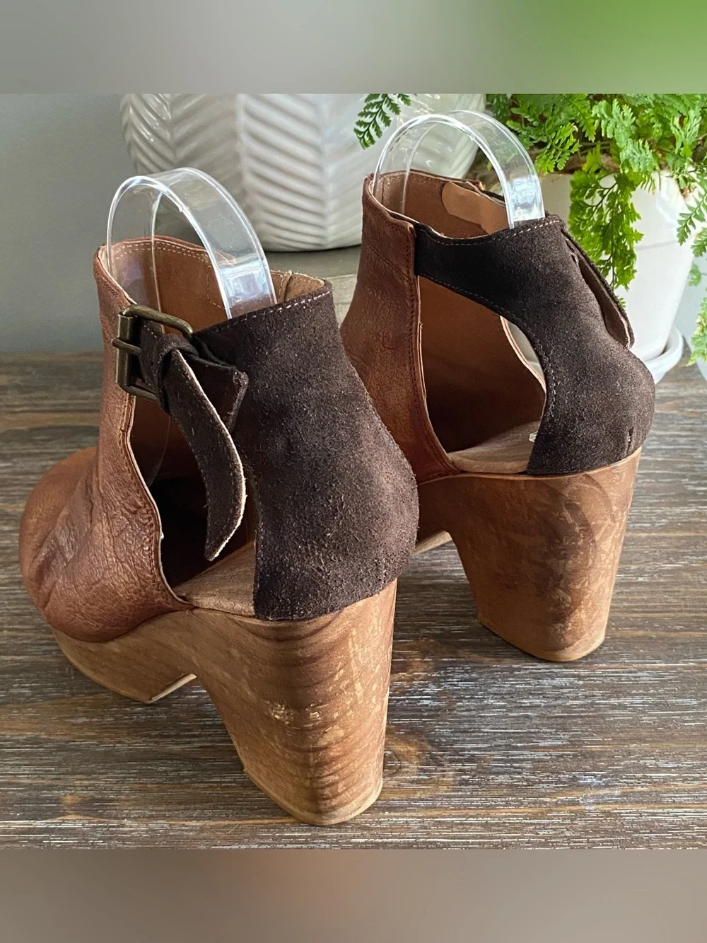Free People Amber Orchard Clogs Leather Platform Ankle Boots Womens 38 Tan Brown